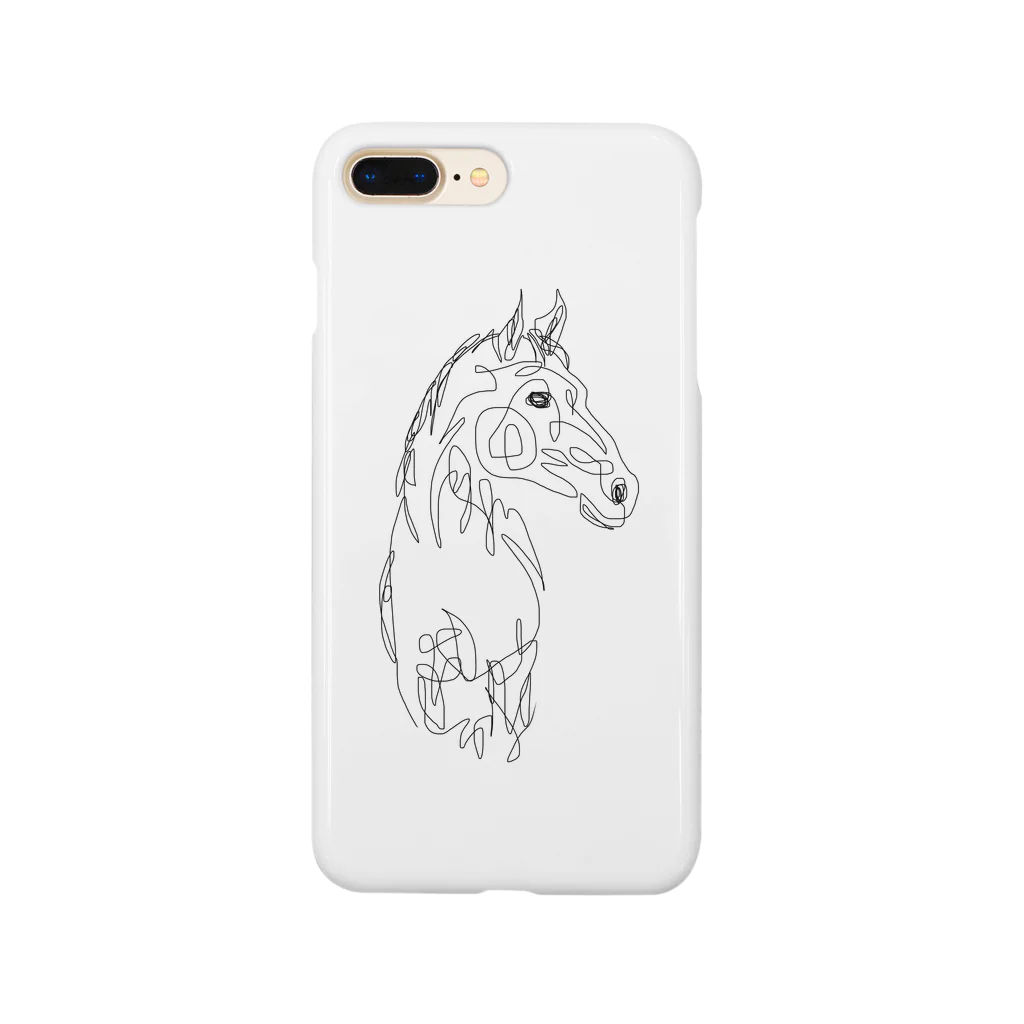 Mel Make StudioのOne line drawing horse  スマホケース