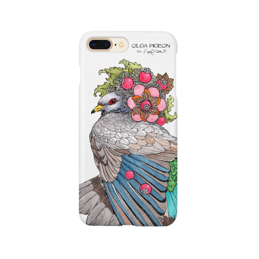 萩岩睦美のグッズショップのスマホケース　OLGA PIGEON （ハト） Smartphone Case