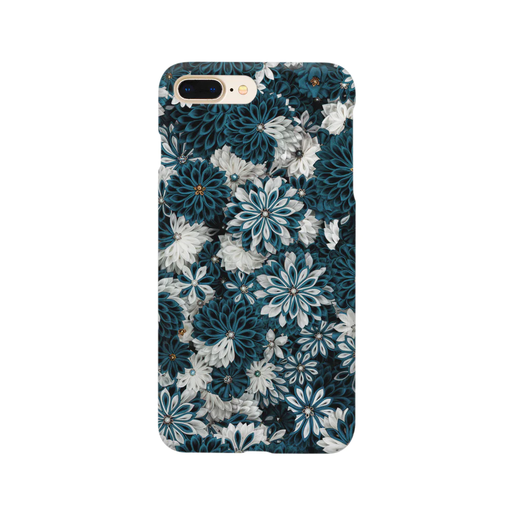 Japanese Fabric Flower coconの孔雀青×月白 Smartphone Case