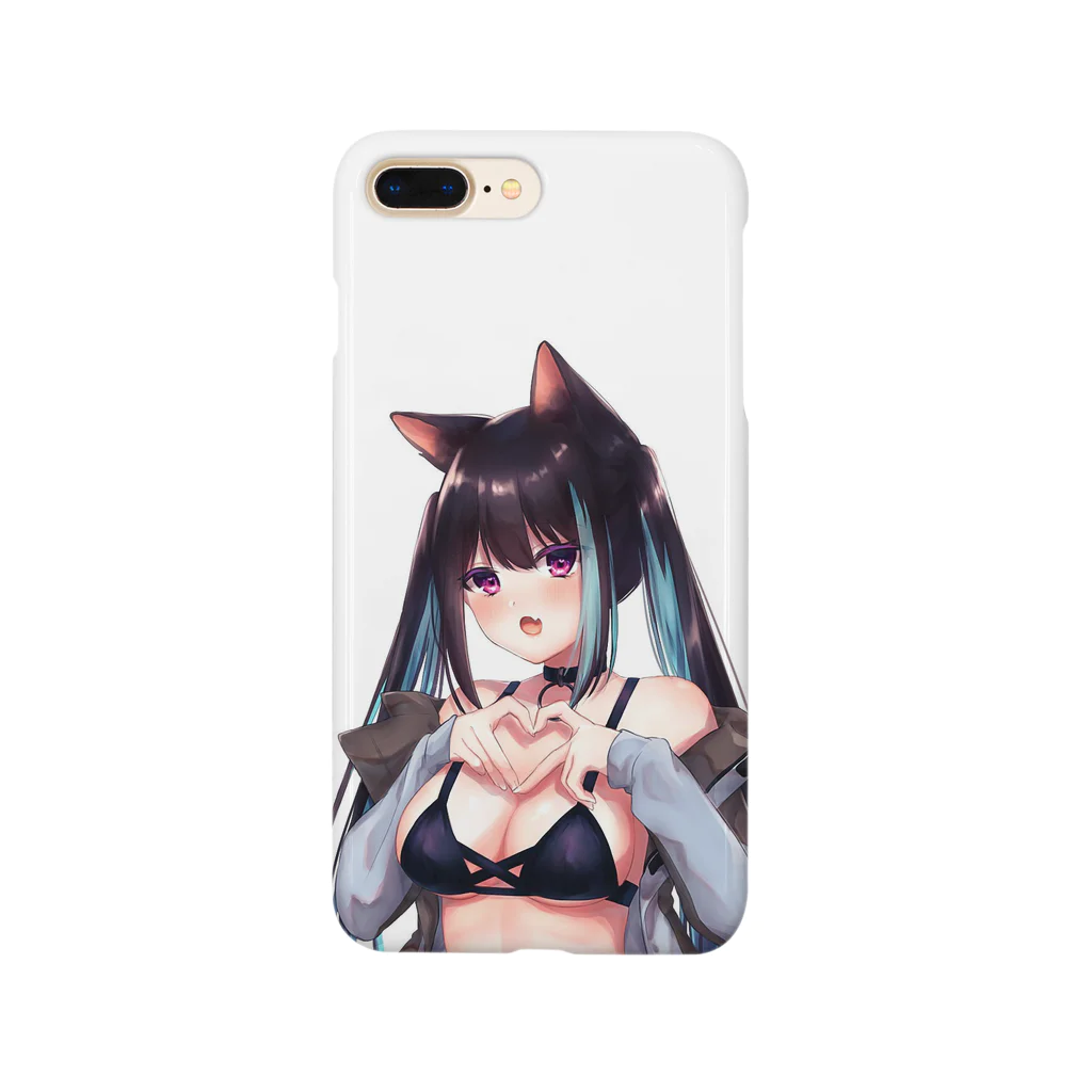 紅いあめ( ᐛ )👌@skeb募集中の猫耳黒髪ツインテールちゃん Smartphone Case