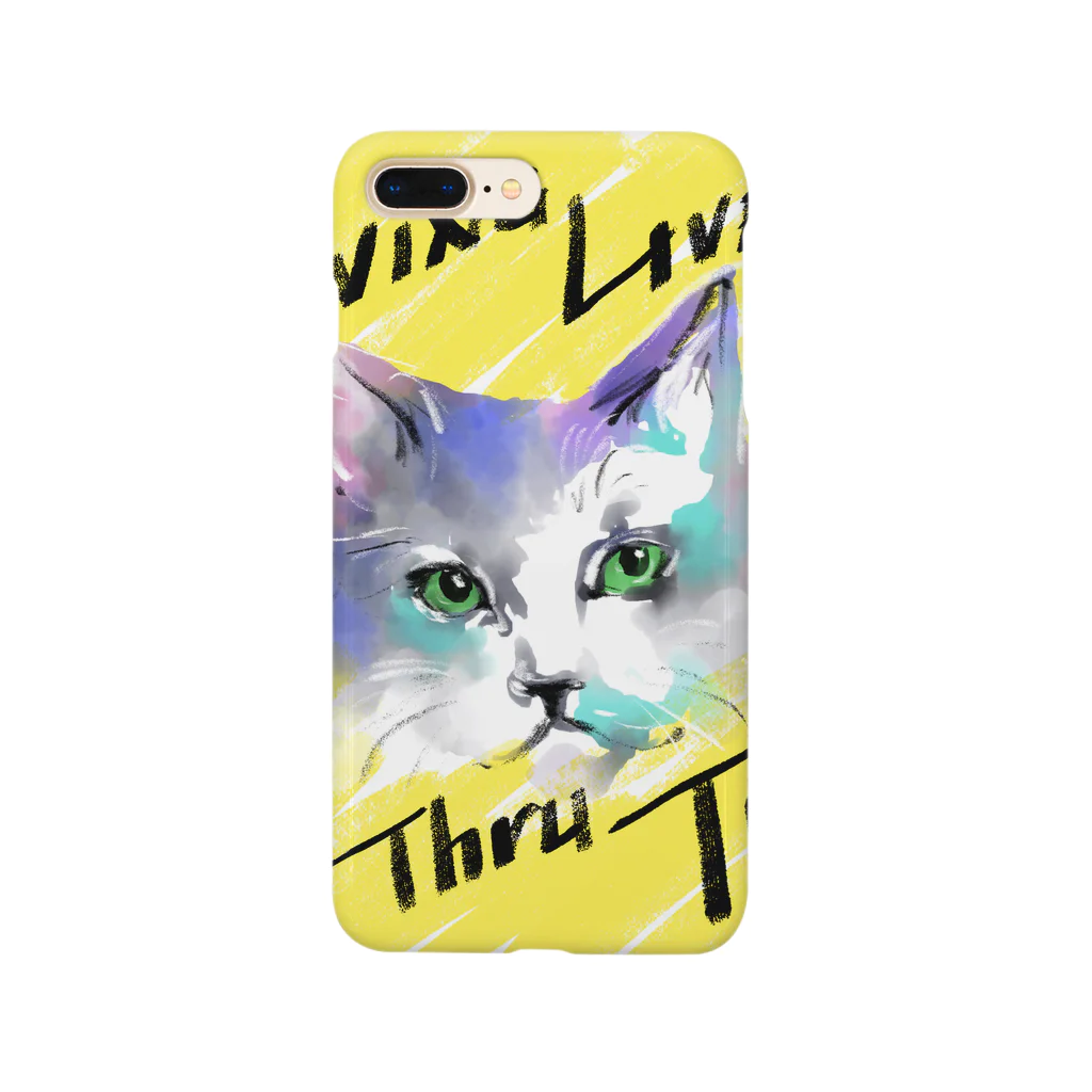 necomoのさくらねこ（Watercolor Yellow） Smartphone Case