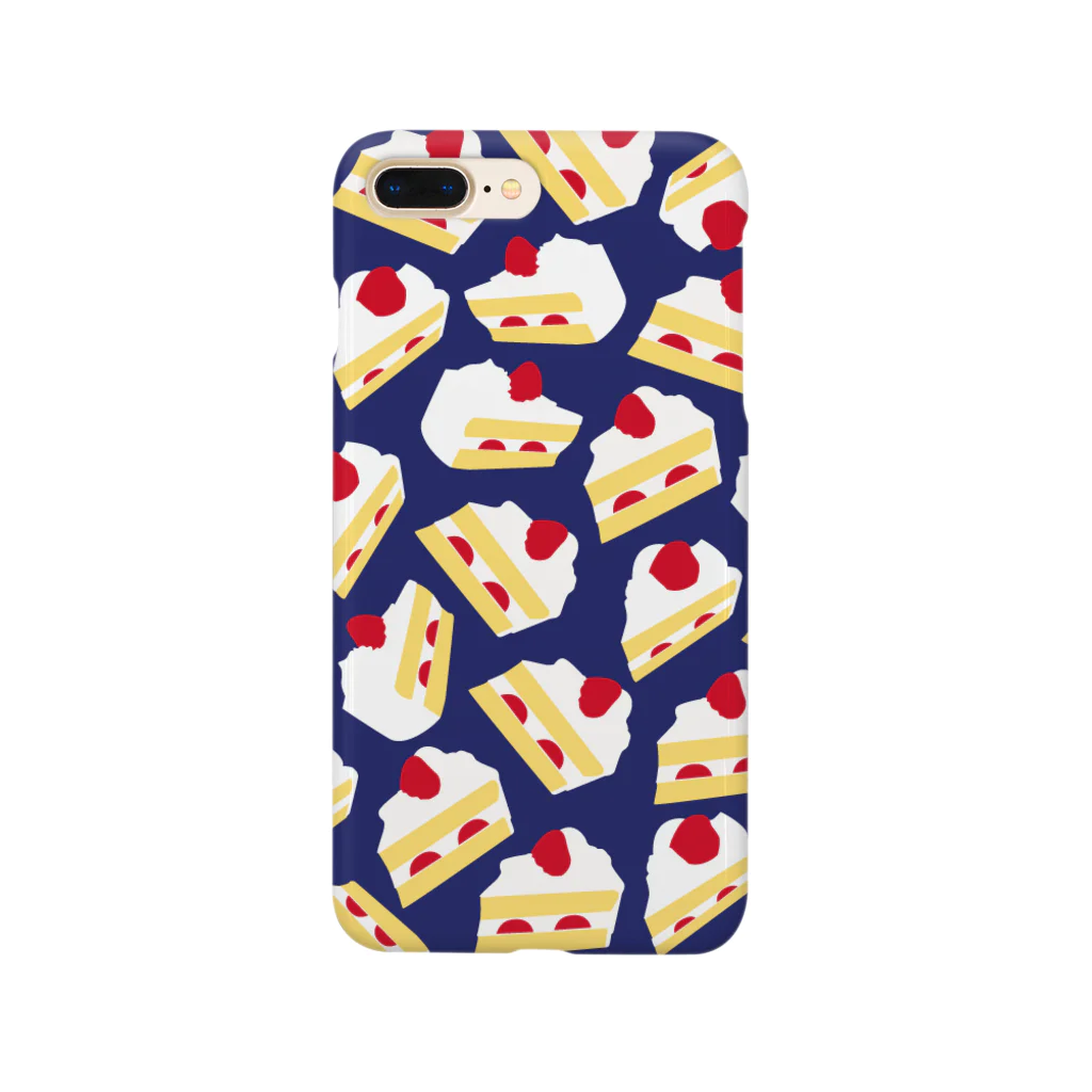 佐藤 明@イラストのショートケーキiPhoneケース(ネイビー) Smartphone Case