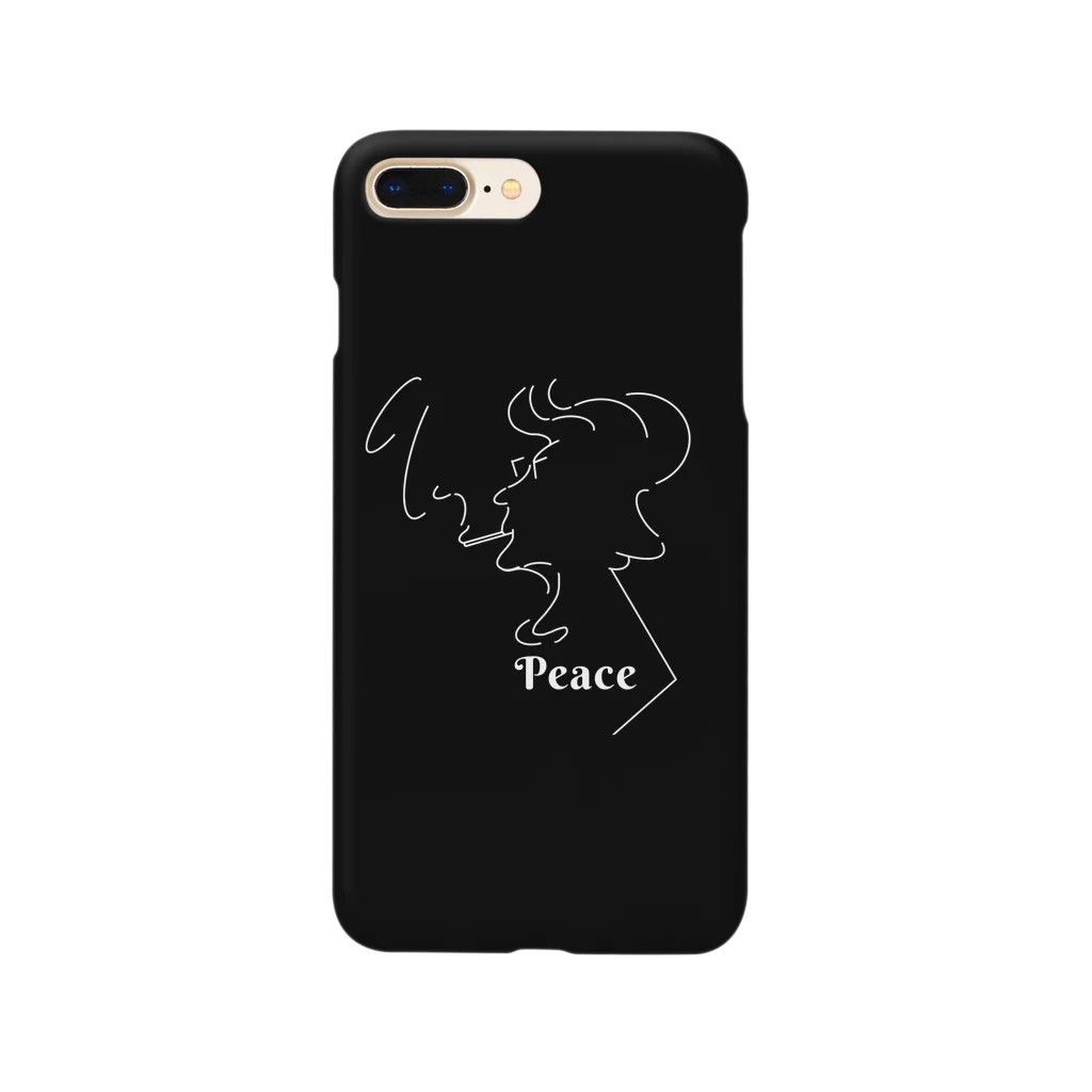 たまじろうのpeace 黒 スマホケース