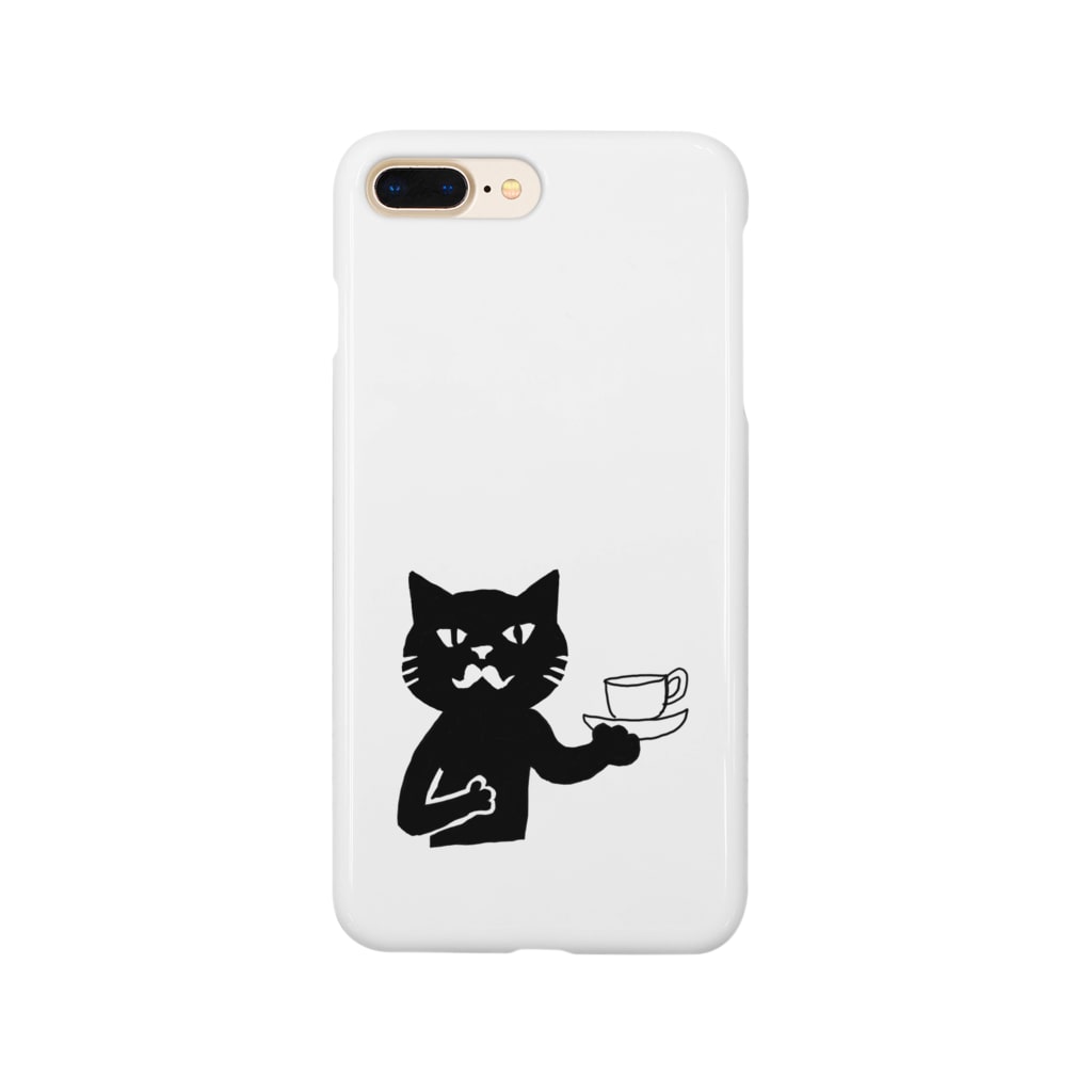 Blanc.P(ぶらんぴー)の店の喫茶・髭猫ロゴマーク① Smartphone Case