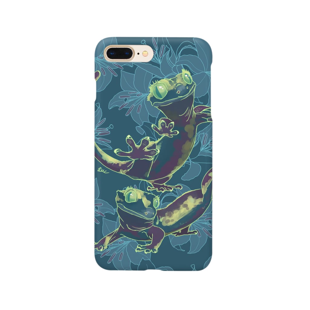 檸檬飴のカサブランカとクレステッドゲッコー(グリーン) Smartphone Case