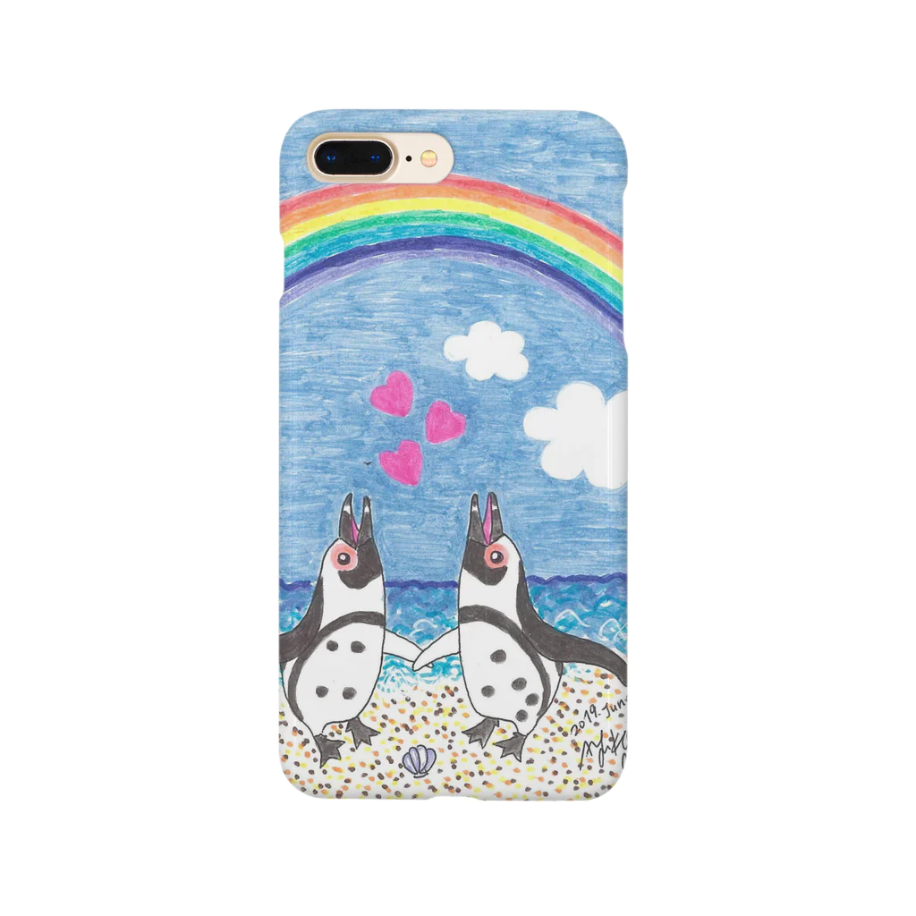 penguininkoの虹の下で鳴き合うケープペンギン Smartphone Case