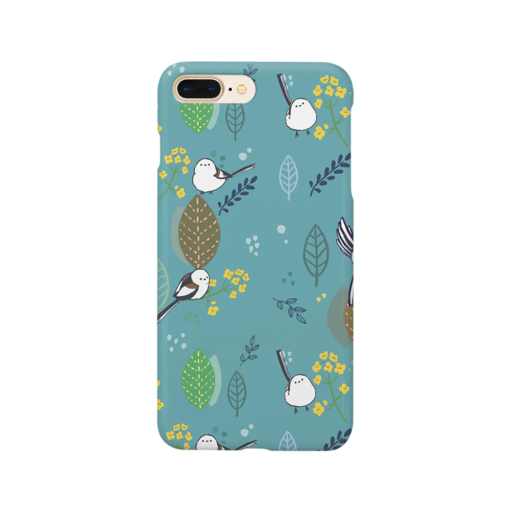 シマエナカフェの森と菜の花とシマエナガ（青） Smartphone Case