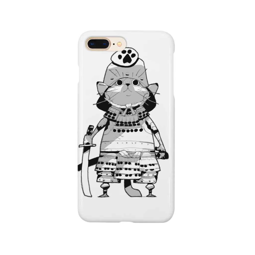 Satoshi MatsuuraのCat Samurai monochrome スマホケース