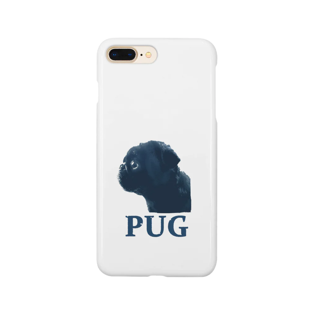 犬グッズの店しえるぶるーのロゴ風パグ(黒パグ) Smartphone Case