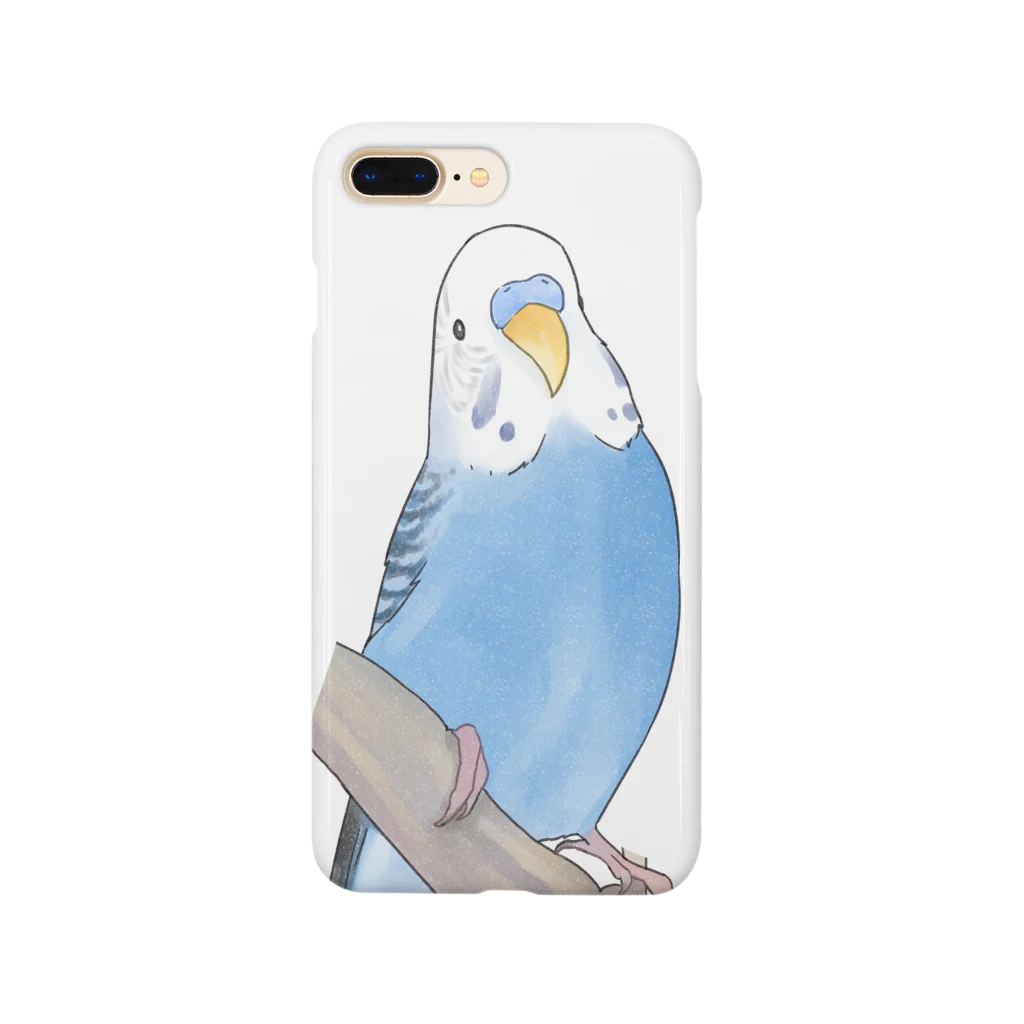 まめるりはことりのセキセイインコちゃんと止まり木【まめるりはことり】 Smartphone Case