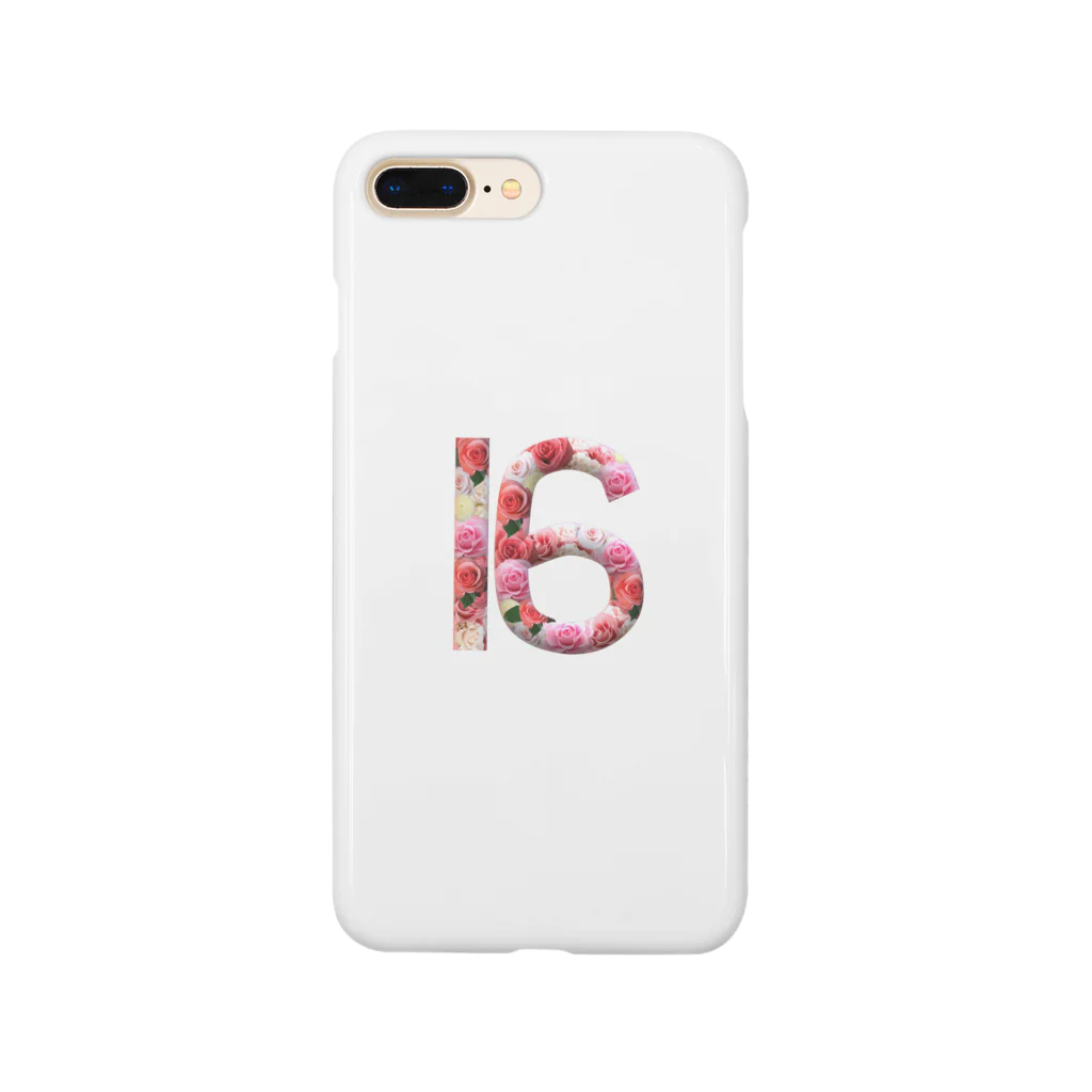 カラフルマルシェのフラワー数字シリーズ「16」 Smartphone Case