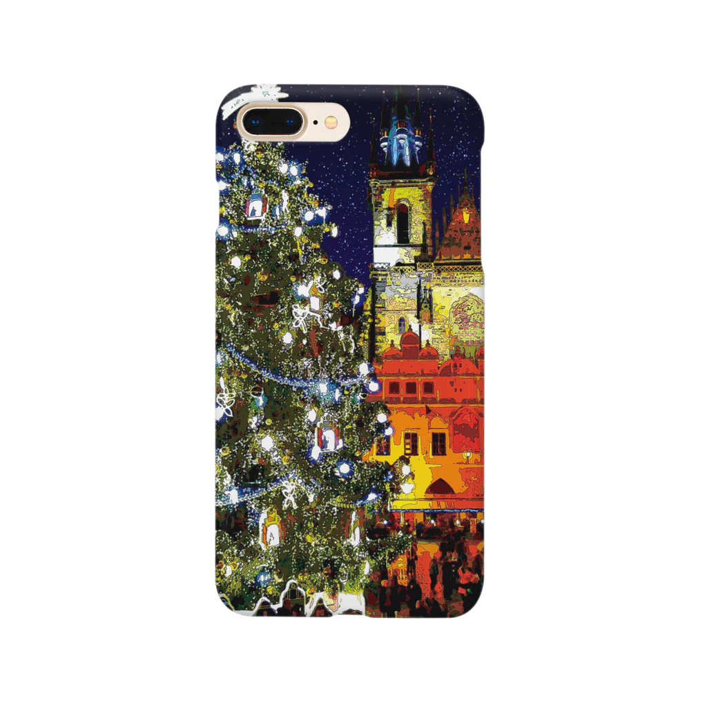 GALLERY misutawoのプラハ 夜のクリスマスツリーとティーン教会 Smartphone Case