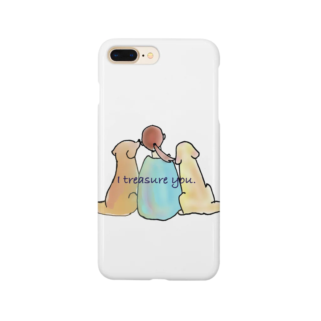 peuplierププリエの仲良しゴールデンレトリバー✿︎I treasure you✿︎ホワイト Smartphone Case