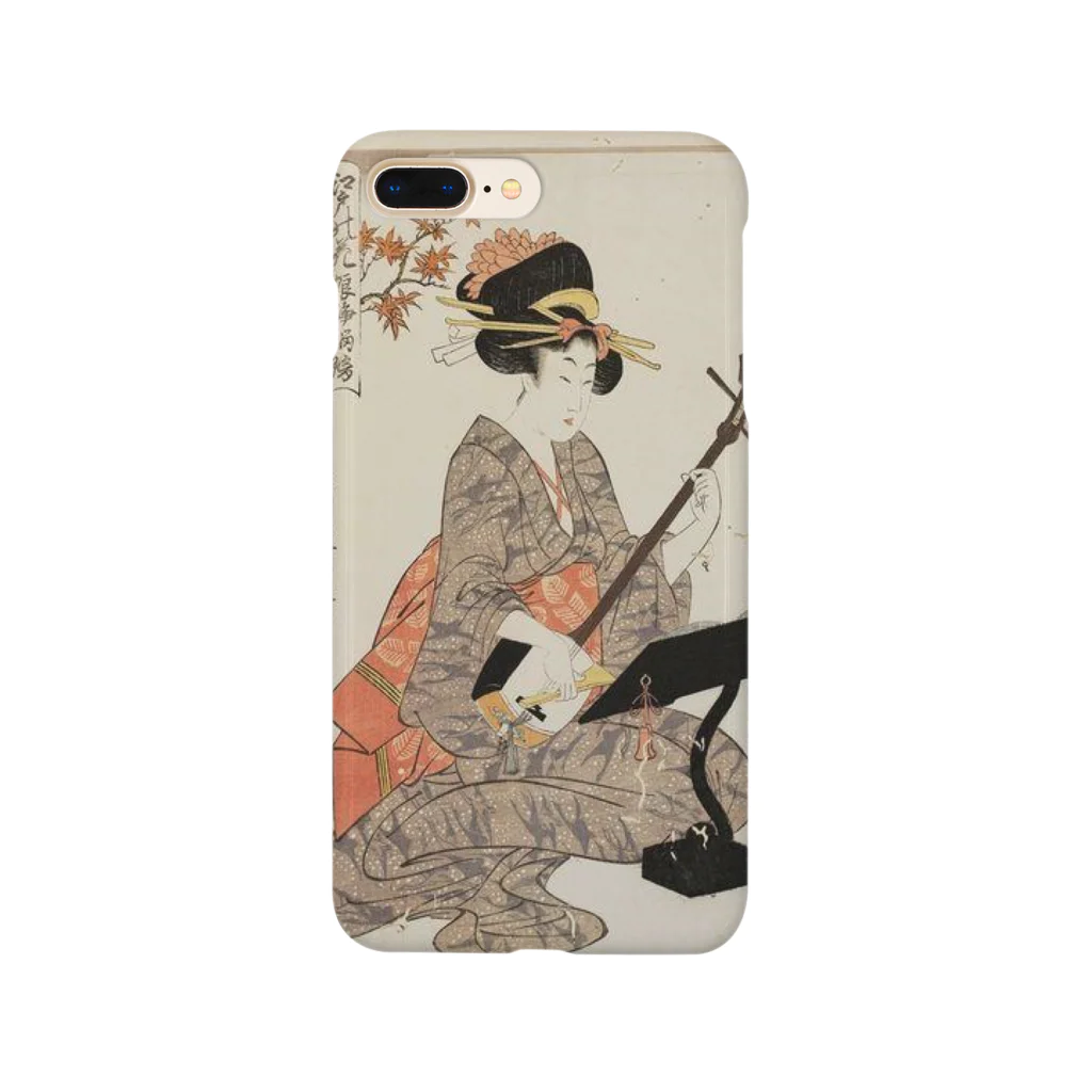 tomo-miseのukiyoe-bijinga-utamaro 江戸の花娘浄瑠璃 紅葉（スマホケース） Smartphone Case