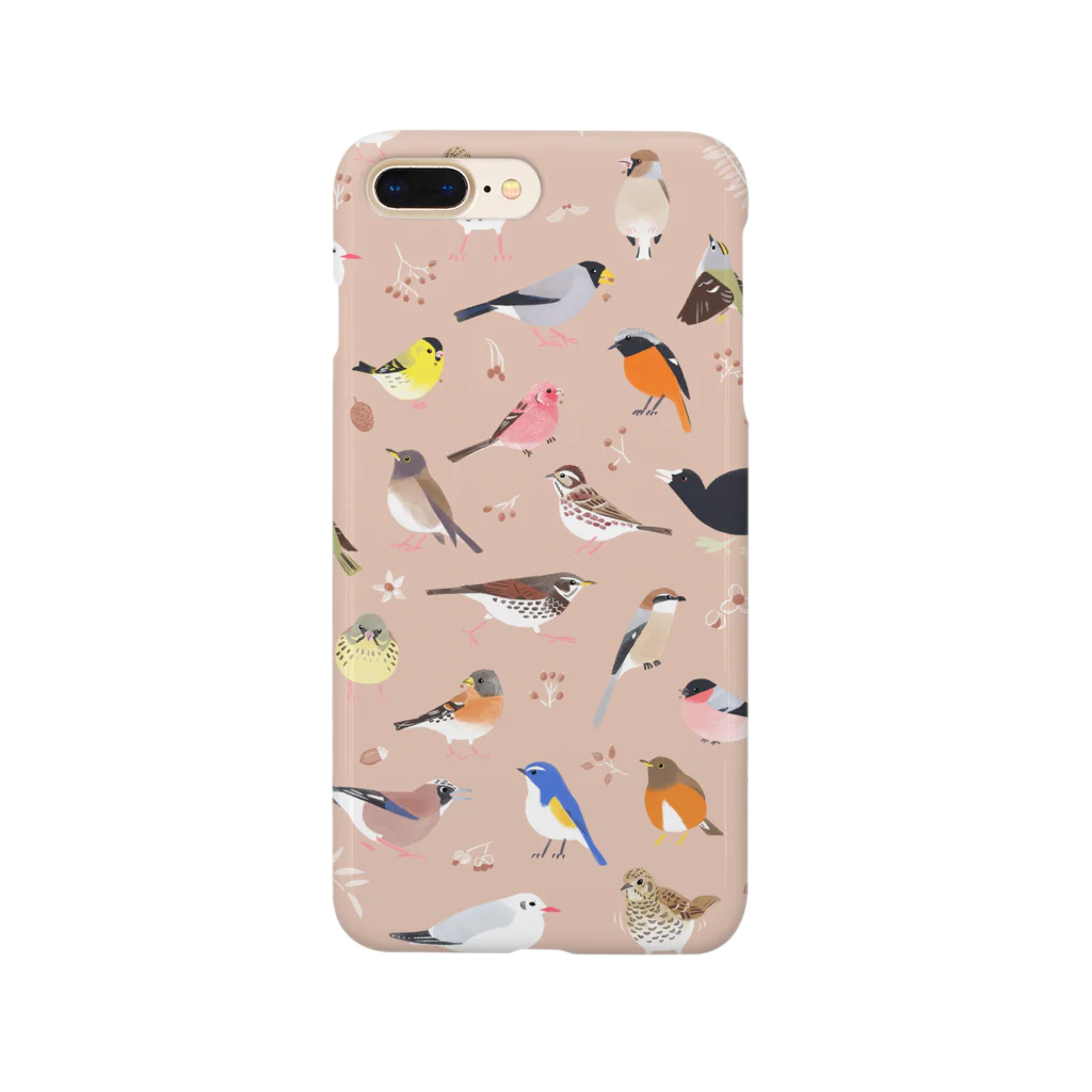 piro piro piccoloのトリミノススメA/W salmon pink スマホケース