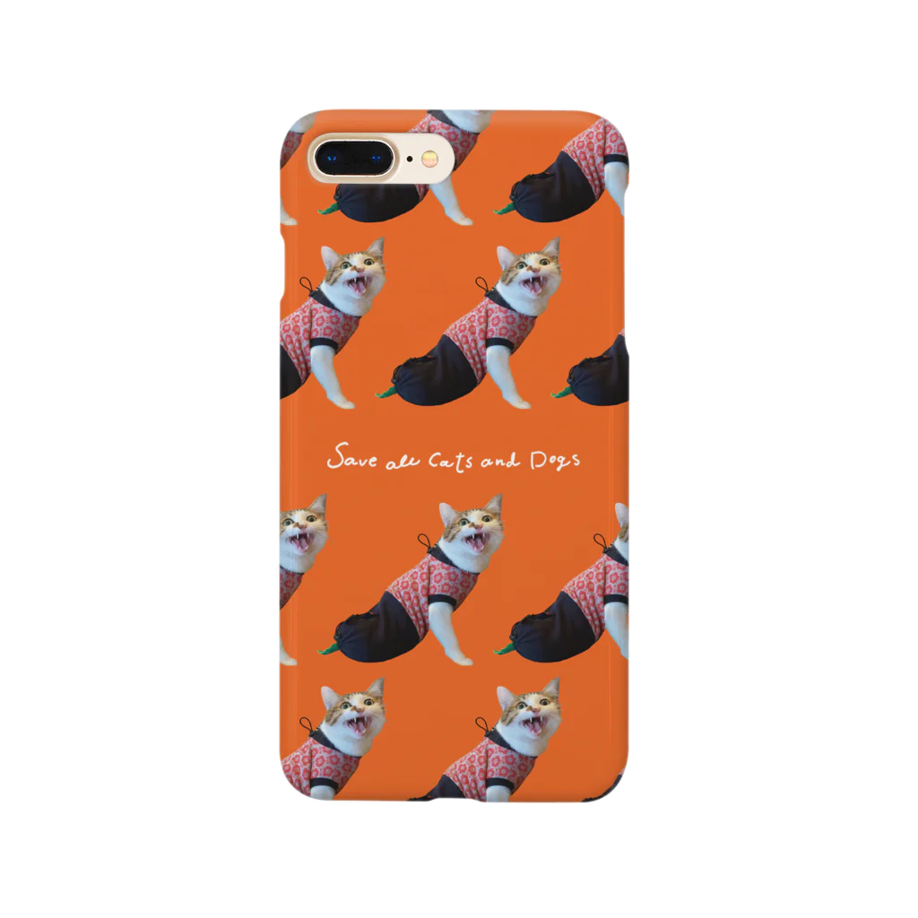 犬猫生活チャリティーショップのエース(オレンジ) by musubiyori Smartphone Case