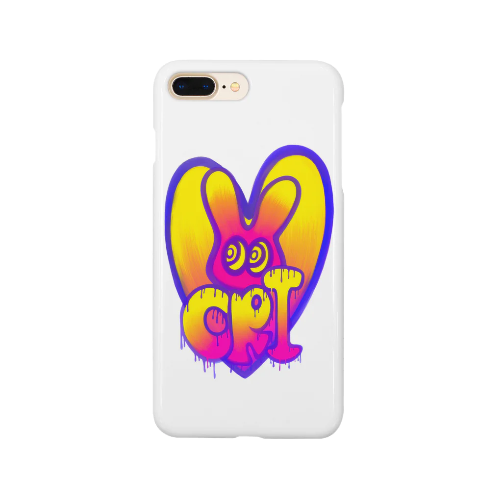 Crazy Rabbit Shop IkedaのCrazy Rabbit Shop Ikeda pinkyellow スマホケース Smartphone Case