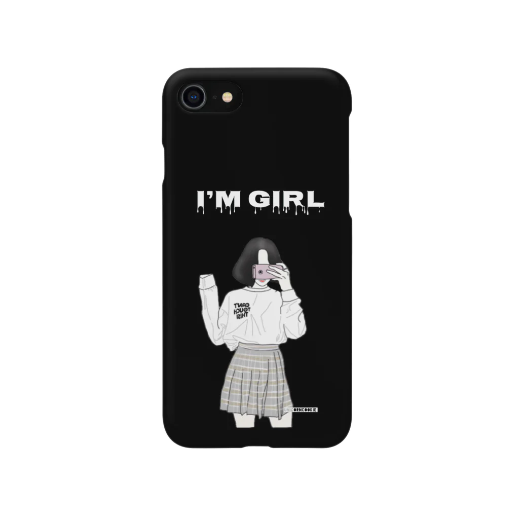 유니콘쿠키の韓国風 iPhoneケース I'm girl lブラック Smartphone Case