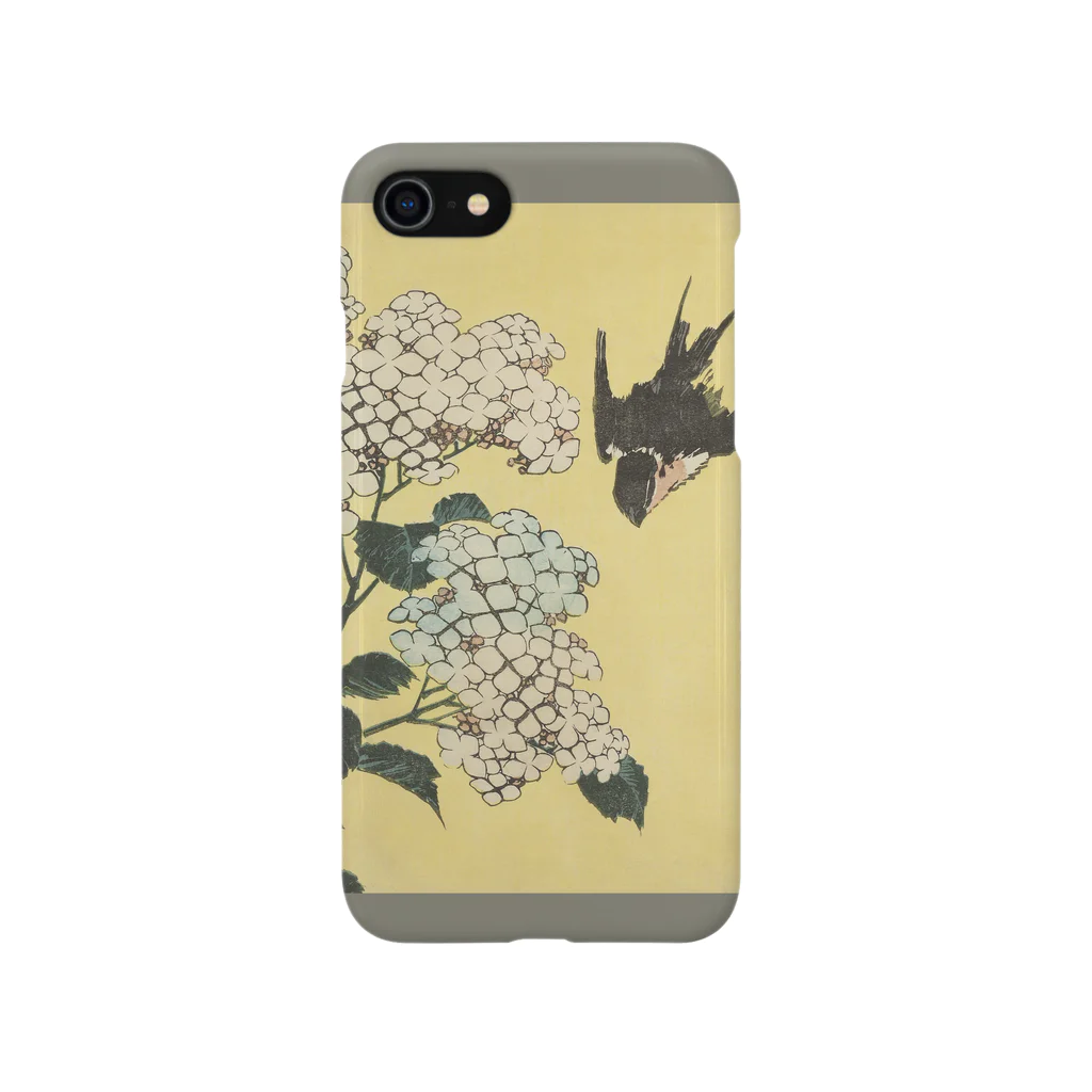 SONOTENI-ARTの003-009　葛飾北斎　『紫陽花に燕』　スマホケース　表側面印刷　iPhone SE(2,3)/8/7/6s/6専用デザイン　SC5 iPhone Smartphone Case