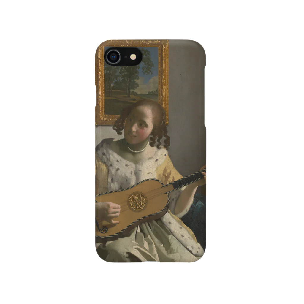 SONOTENI-ARTの008-011　フェルメール　『ギターを弾く女』　スマホケース　表側面印刷　iPhone SE(2,3)/8/7/6s/6専用デザイン　SC5 スマホケース
