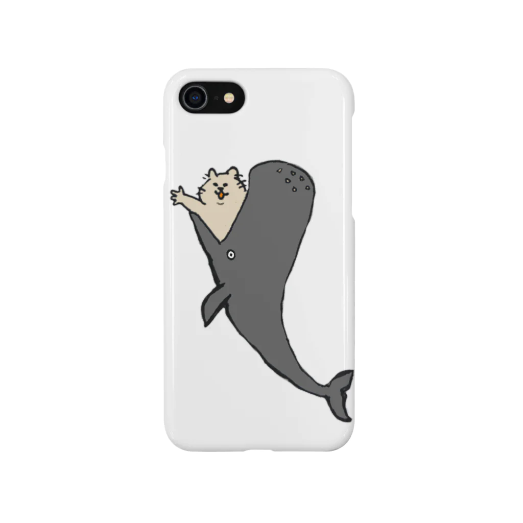 🍚の鯨からこんにちは猫 スマホケース