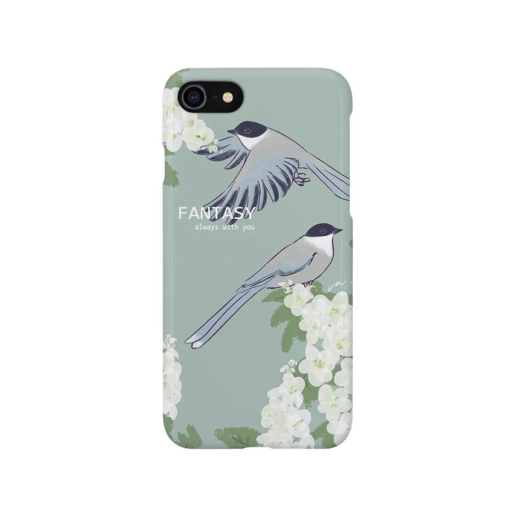 non.FuLFiLLのオナガと紫陽花 Smartphone Case