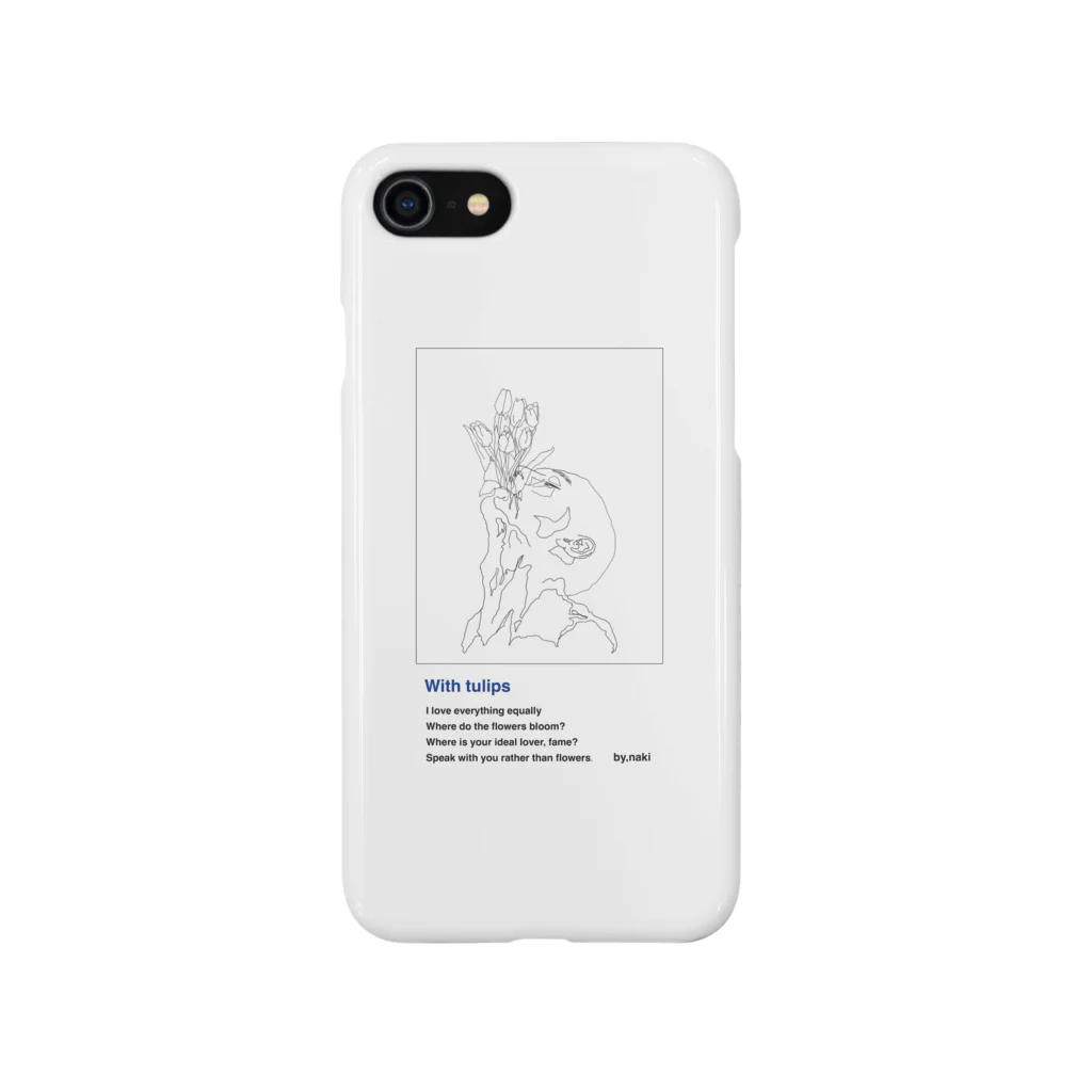  nakiのwith tulips （White） Smartphone Case
