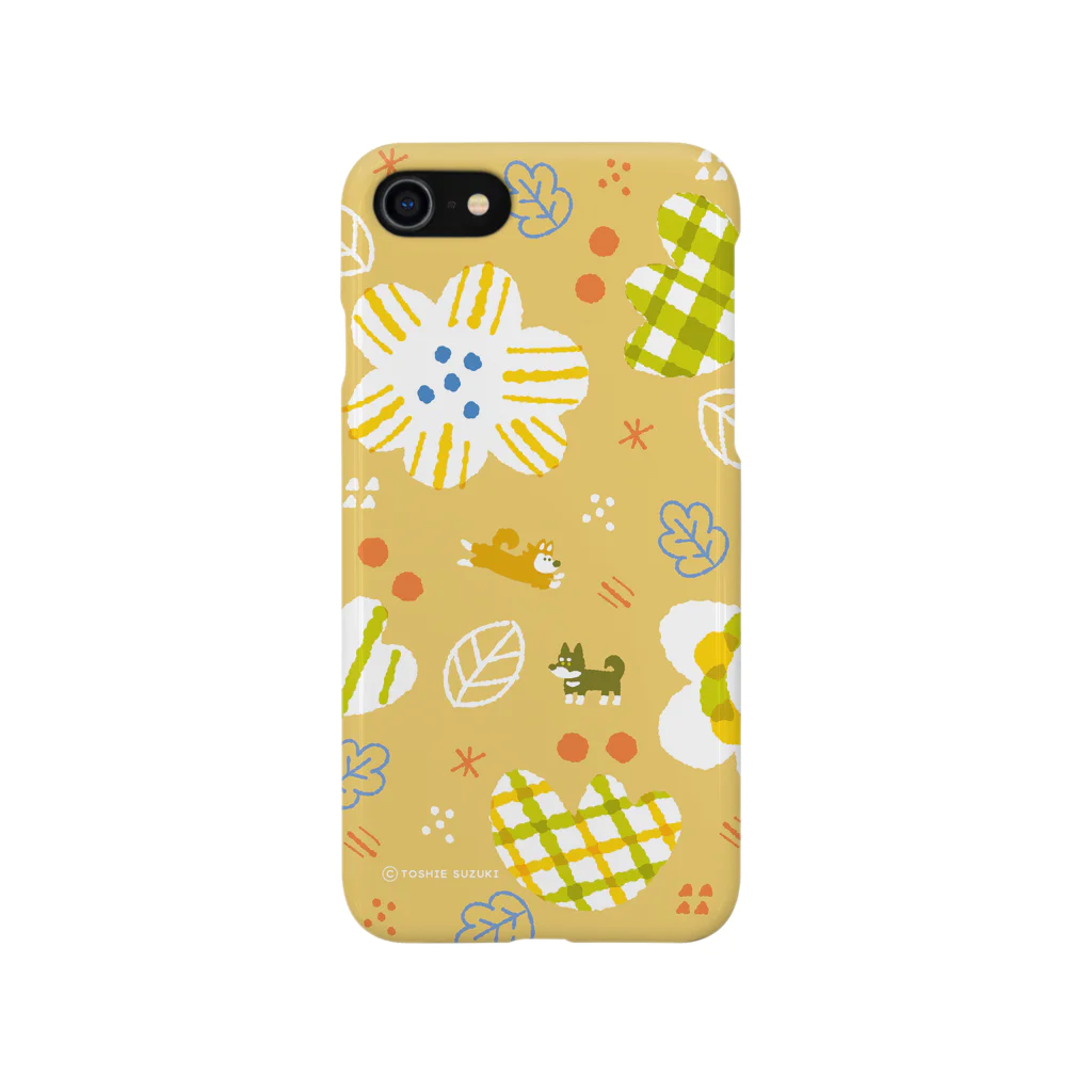 イラストレーター スズキトシエのお花と犬さん Smartphone Case