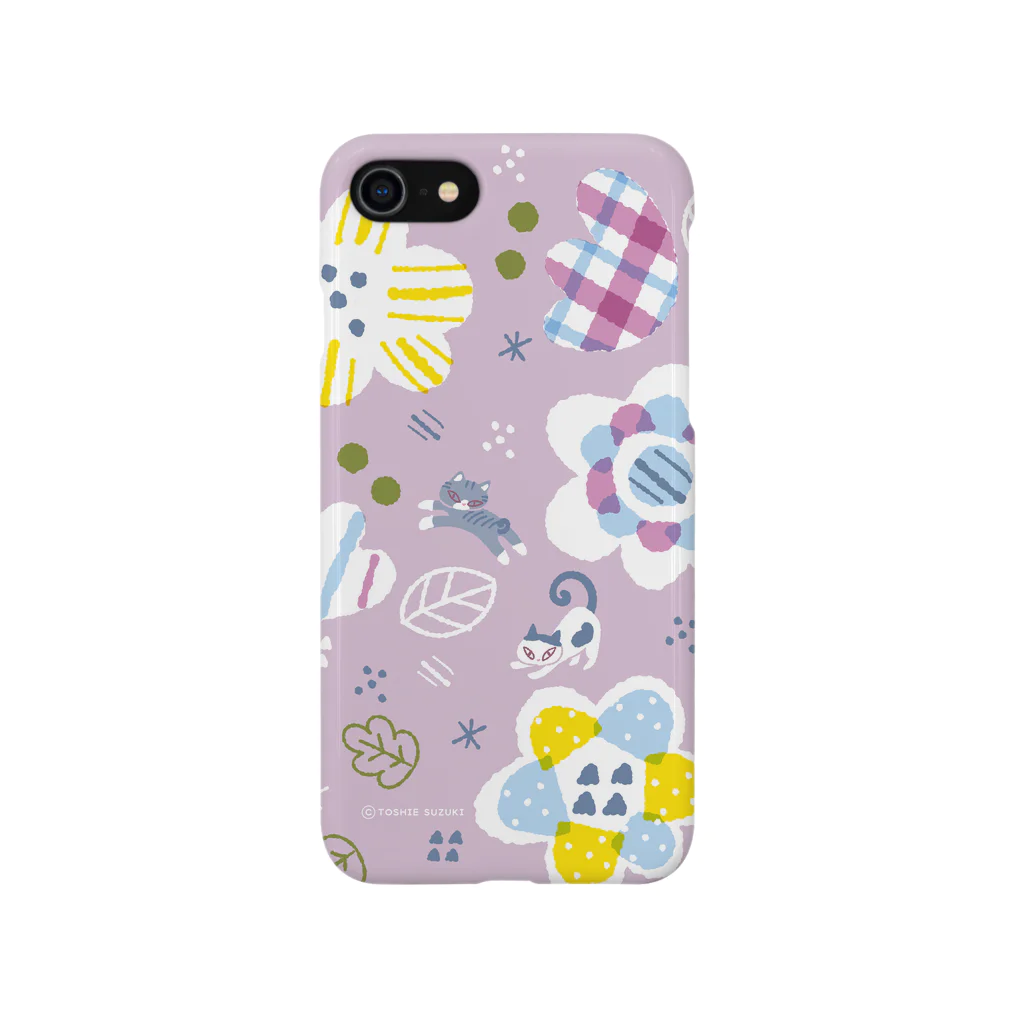 イラストレーター スズキトシエのお花と猫さん Smartphone Case