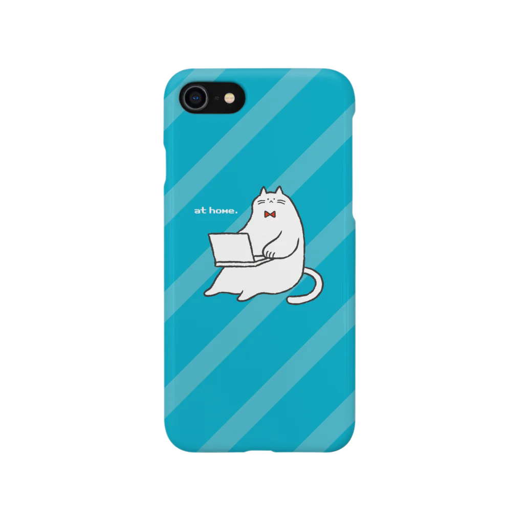 myon shopのねこ fat cat at home（ブルー） スマホケース