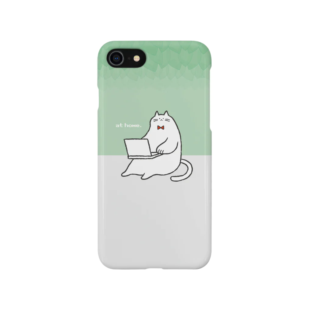 myon shopのねこ fat cat at home（グリーン） スマホケース