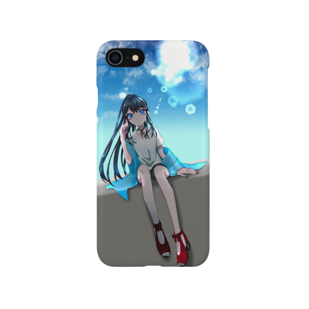 青い月の女の子　スマホカバー　6/7/8　 Smartphone Case