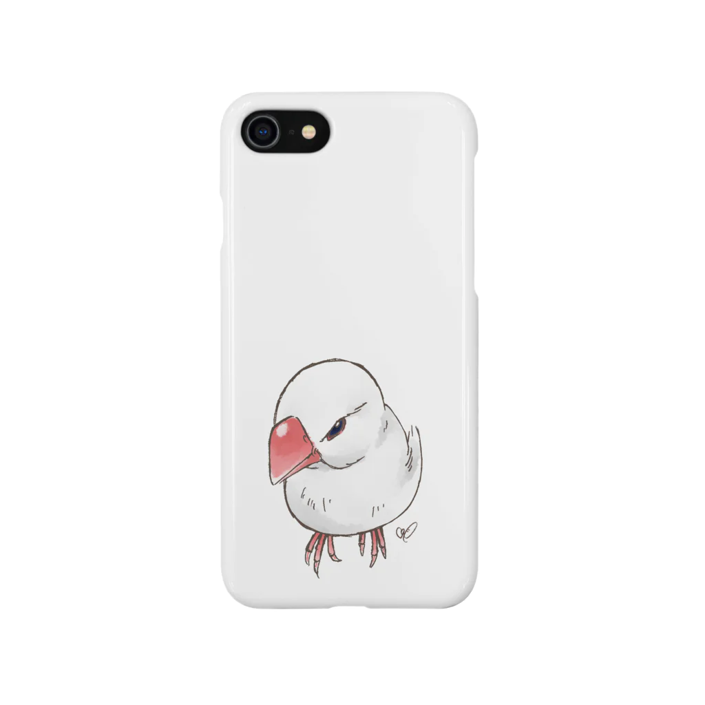 calcalの見下ろし白文鳥 スマホケース