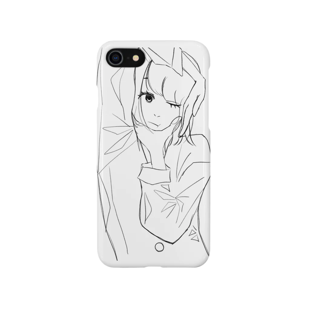 白まりものポージング子白黒 Smartphone Case