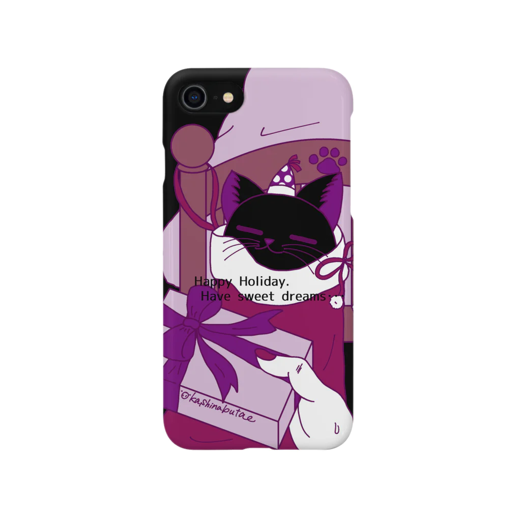 Draw freelyの黒猫と靴下 iPhone Smartphone Case