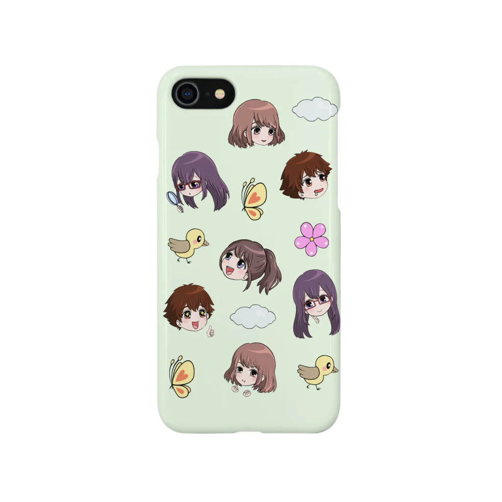 発達花子❀オフィシャルショップのミニキャラたち(グリーン) スマホケース