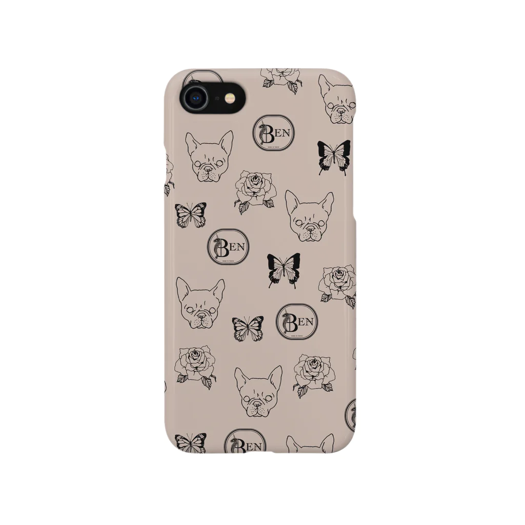 BENのFrench bulldog pattern beige Smartphone Case