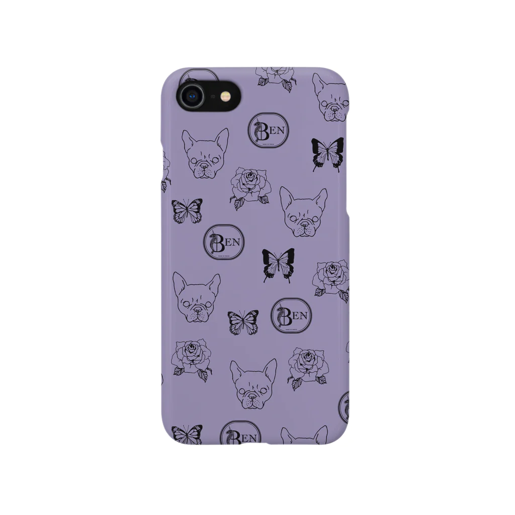 BENのFrench bulldog pattern gray purple スマホケース