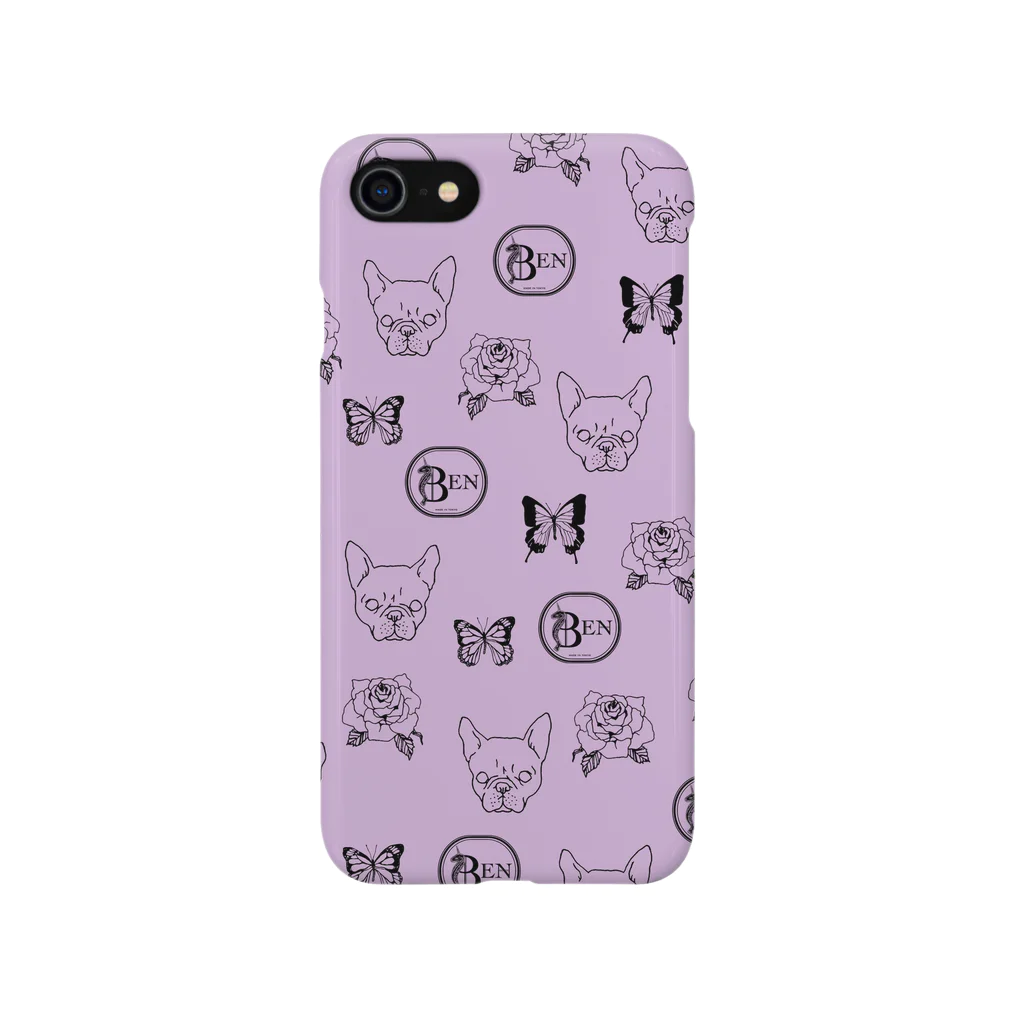 BENのFrench bulldog pattern purple スマホケース