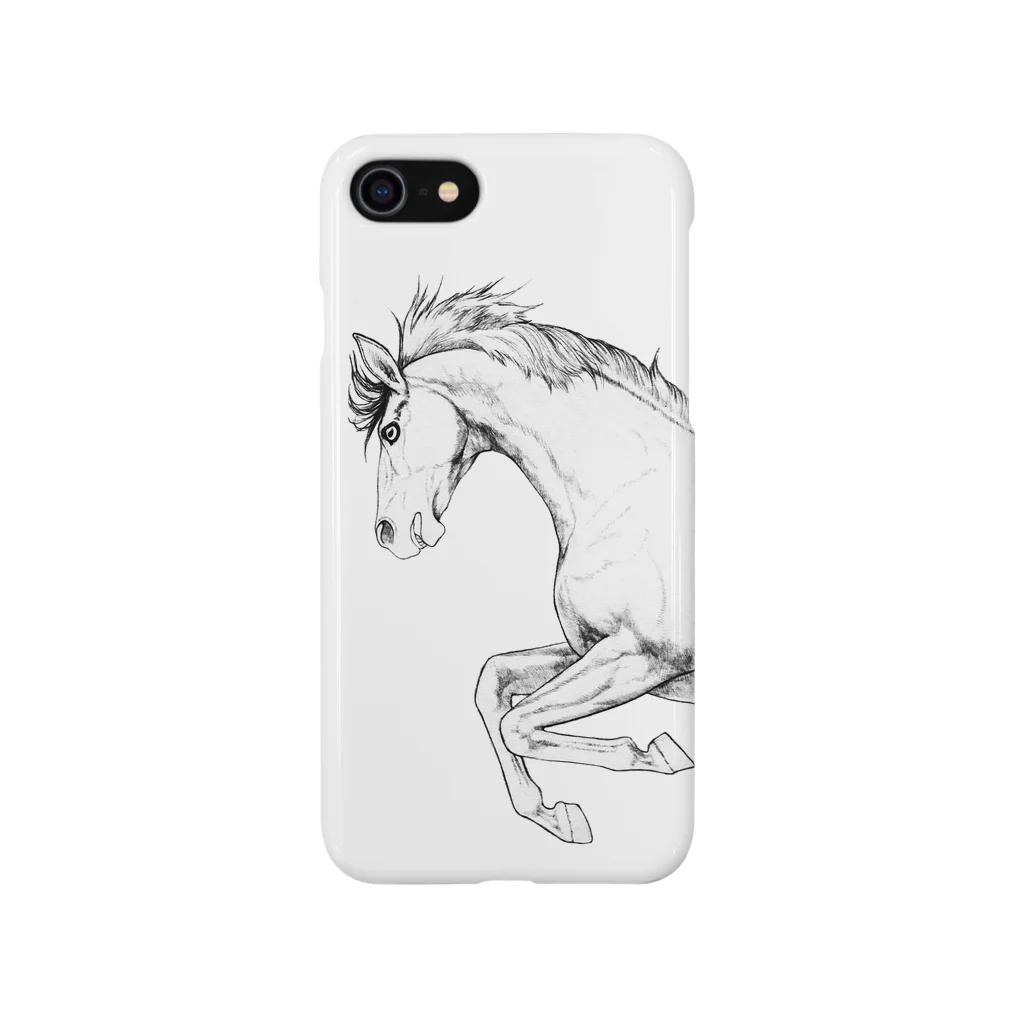 馬の絵の画家　斉藤いつみの馬の絵スマホケース（障害飛ぶ馬） Smartphone Case