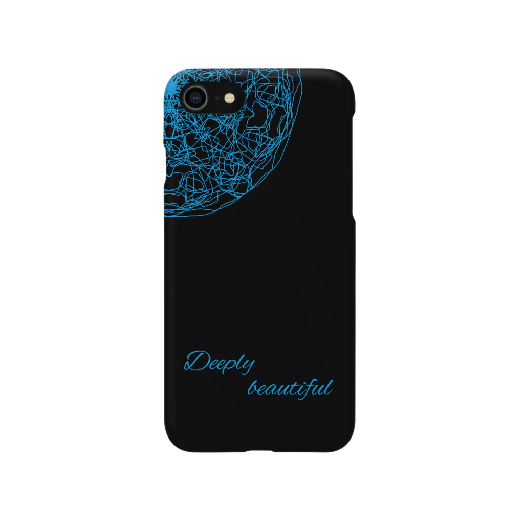 Deeply beautifulのiPhoneケース　黒×青 Smartphone Case