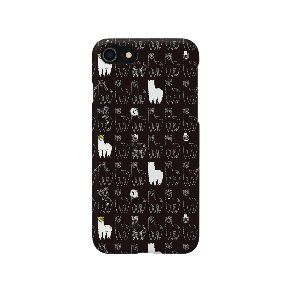ドシードシー ショップのiPhoneケース（ドシパカ総柄・黒） Smartphone Case