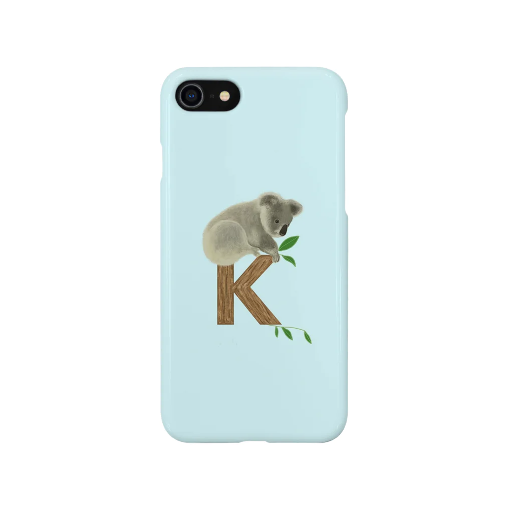 Koaland🐨🌿のK型のユーカリ木とコアラ　パステルブルー Smartphone Case