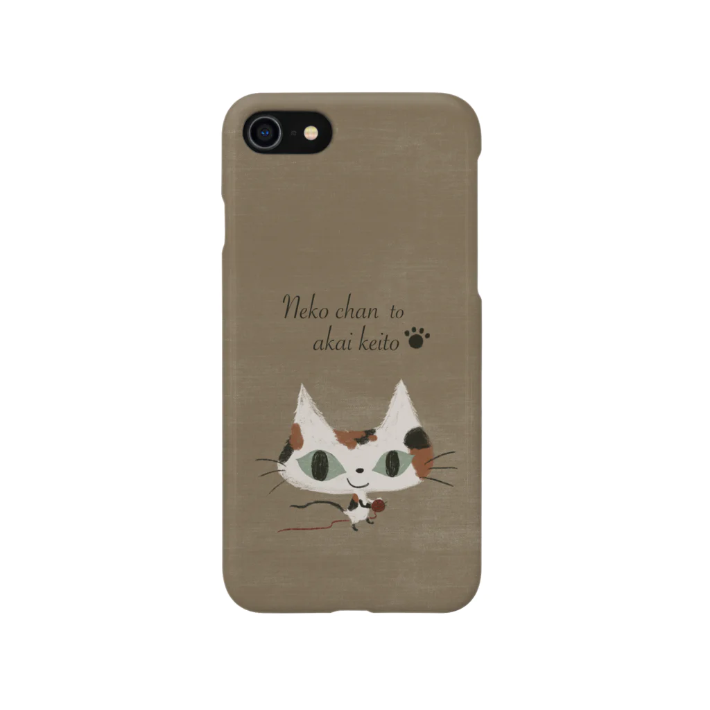 miminsの猫と赤い毛糸玉　スマホケース Smartphone Case