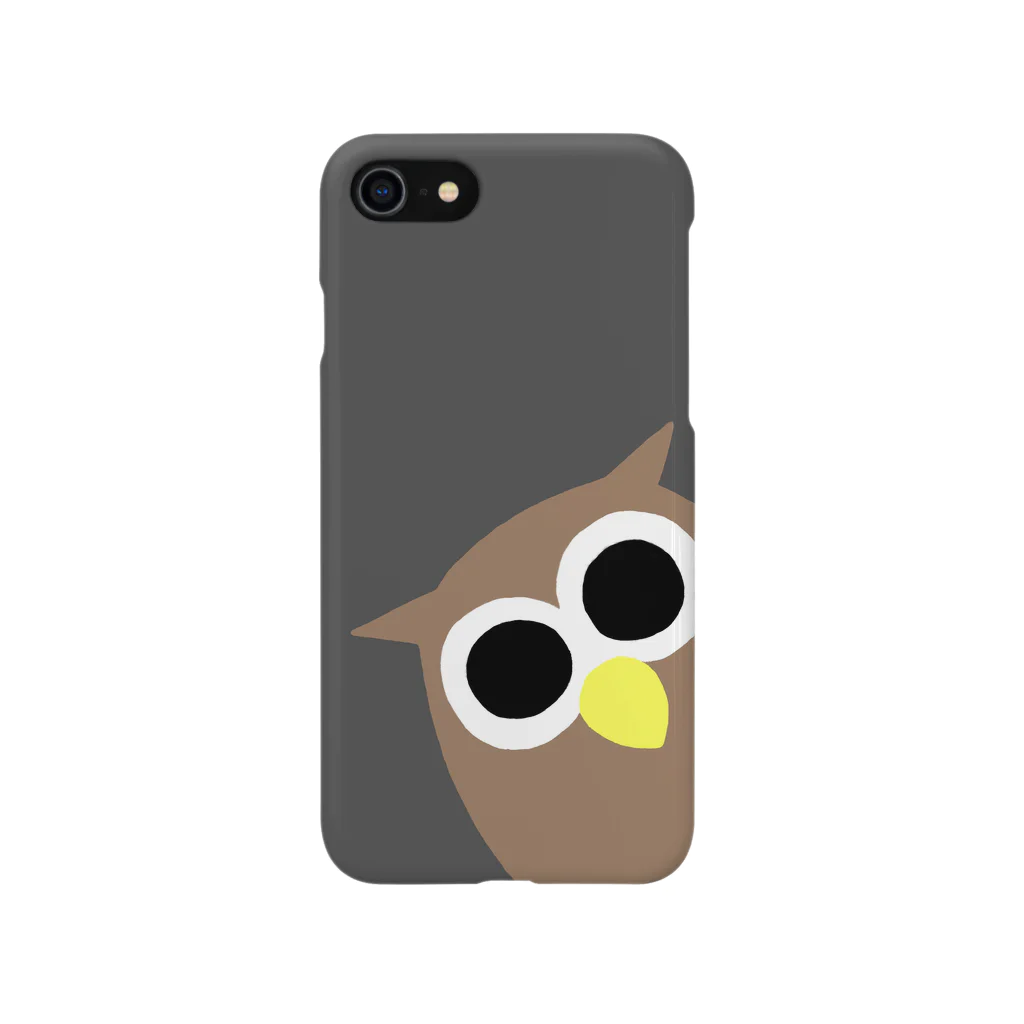 無責任に背中を押すぴぃたんのお店🦉のぴぃたん(グレー) iPhone Smartphone Case