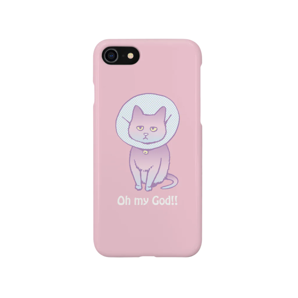KYOSUKEのエリザベスカラー猫(ピンク) スマホケース