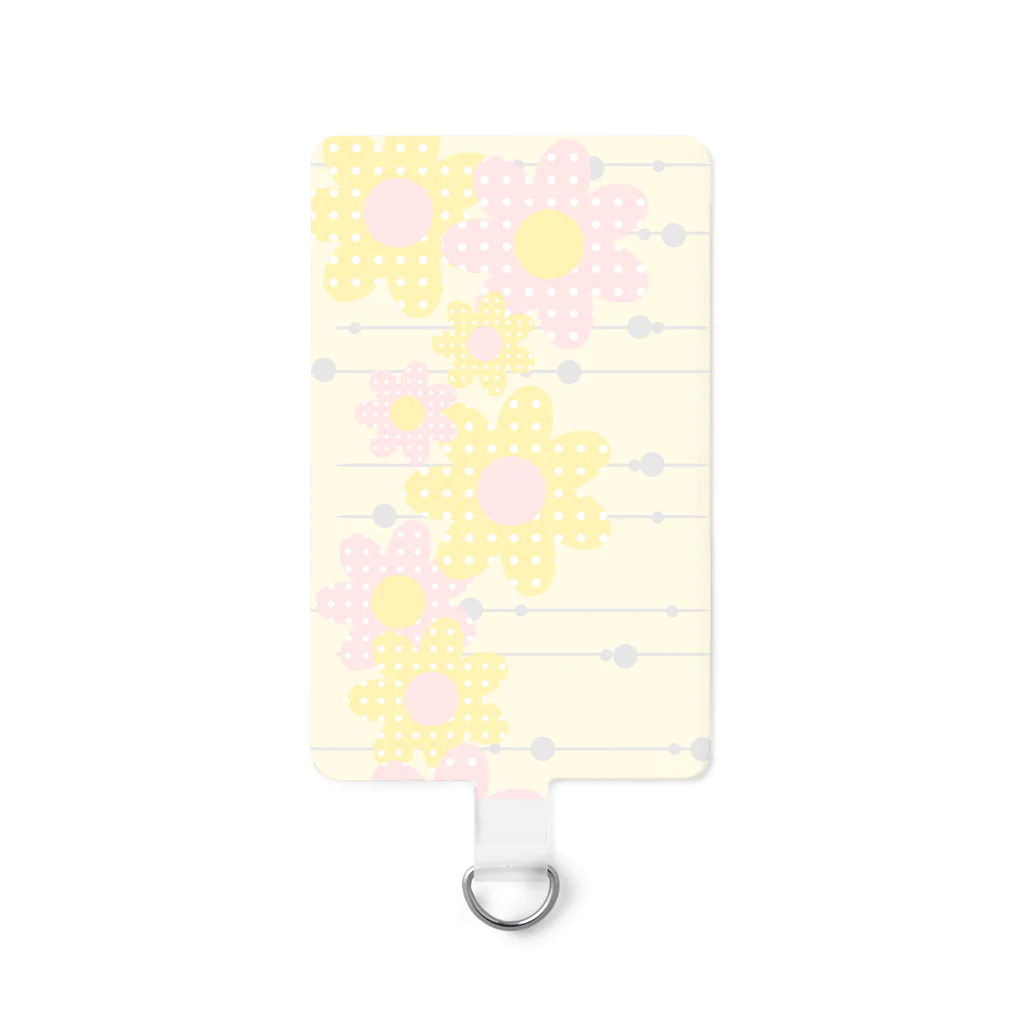 kazeou（風王）のレトロ風花(ドット)黄・ピンク縦 Smartphone Strap