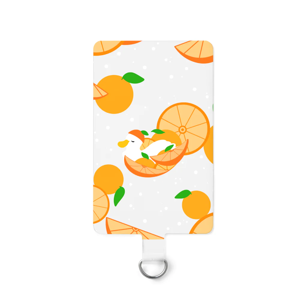 アヒルひゃくへんげのオレンジなアヒル🍊 スマホデザイン スマホストラップ