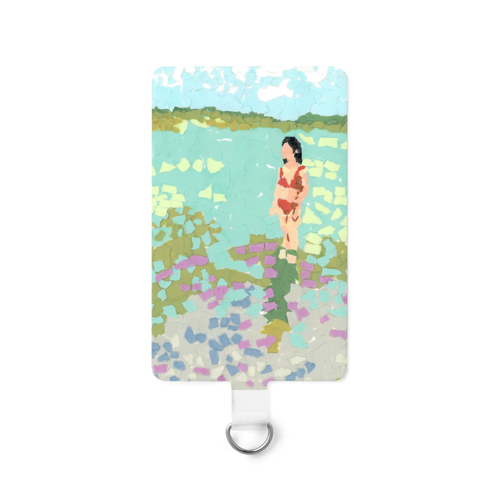 Yuhki | おばけのゆうき 公式オンラインショップの海と赤ビキニの女(ちぎり絵) Smartphone Strap