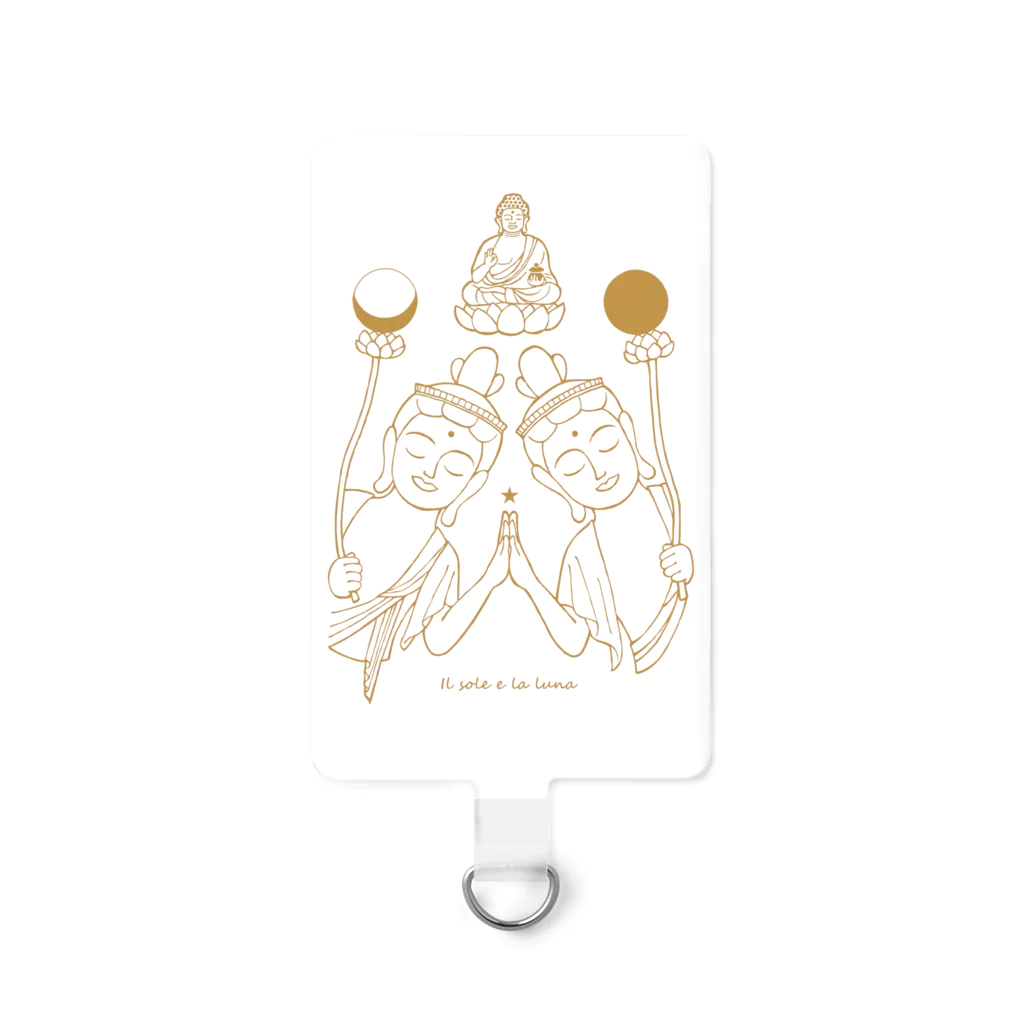 Bo tree teeのThe sun & the moon (白背景) Smartphone Strap